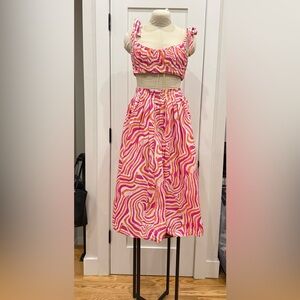 SOLID & STRIPED Pink and Orange Striped Swim Set